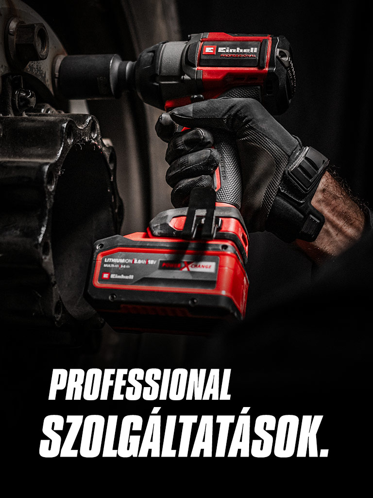 Close-up of a red cordless impact wrench being used on a wheel, with the text "Professional Services".