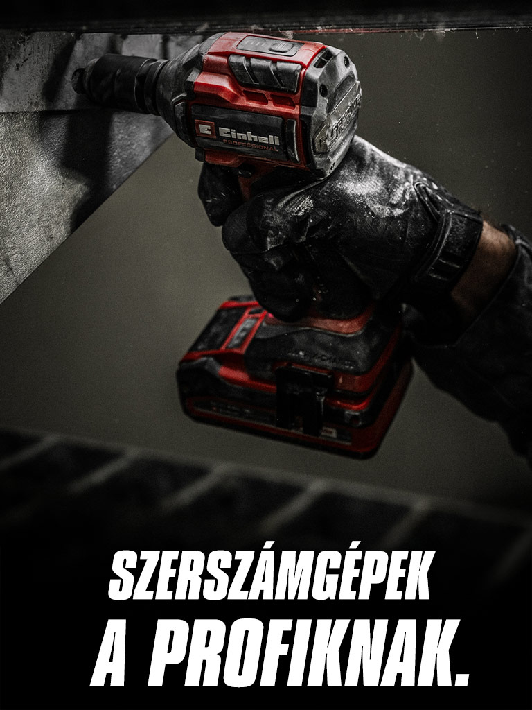 A hand holds a red cordless impact wrench being used on a metal beam, with the text "Power Tools for Pros".