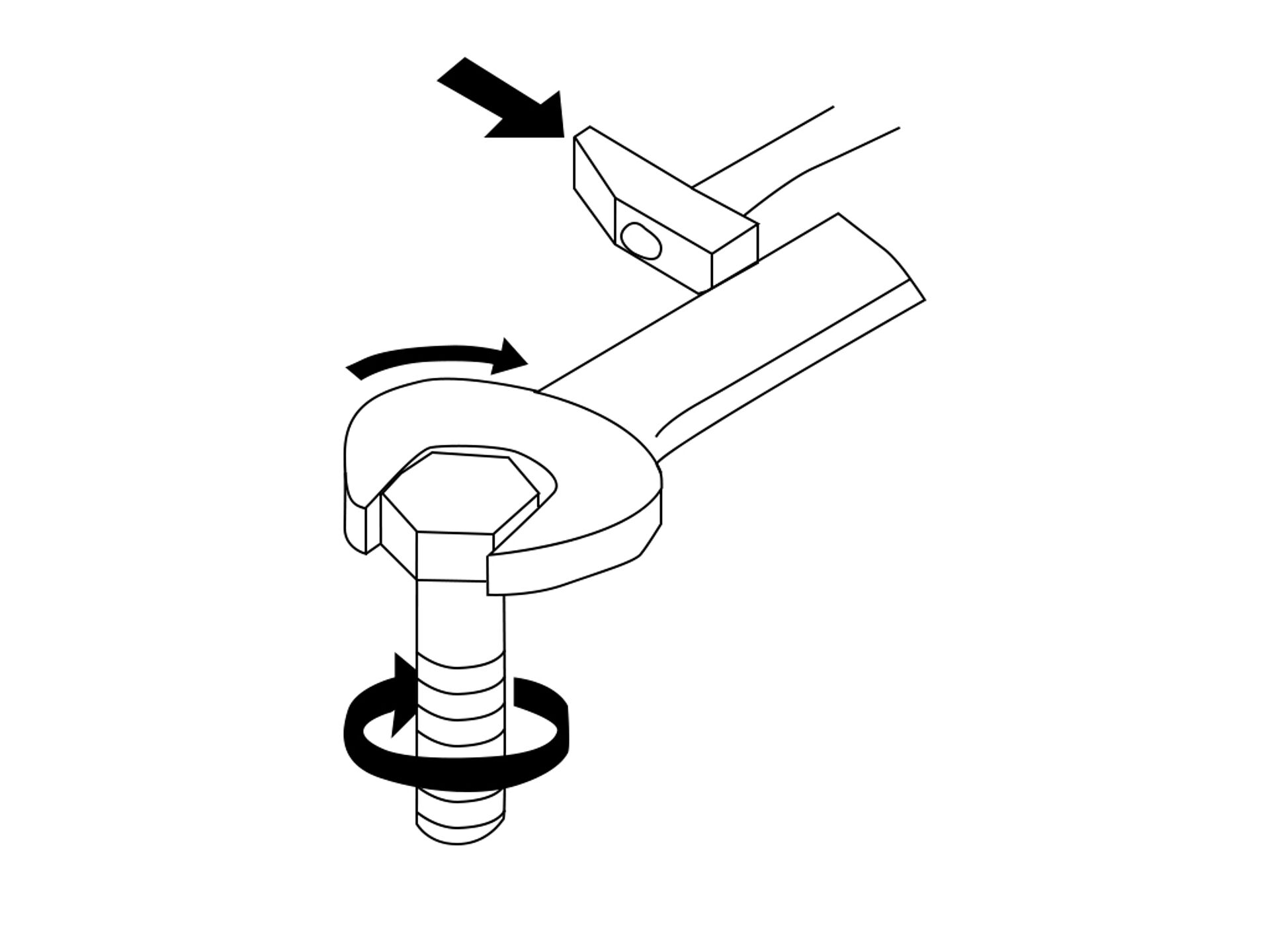 Graphic shows the horizontal impact movement of an impact wrench.